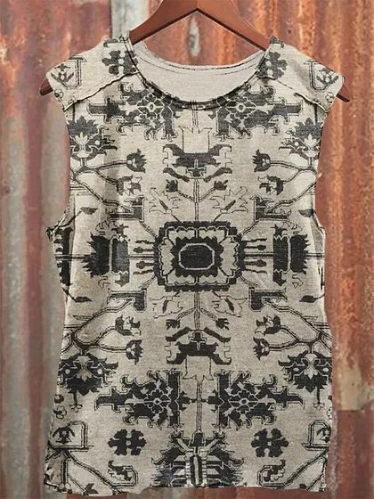  Men's Retro Ethnic Pattern Symmetry Art Print Tank Top 